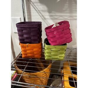 Longaberger Summer brights Small Square Baskets Set of 4
